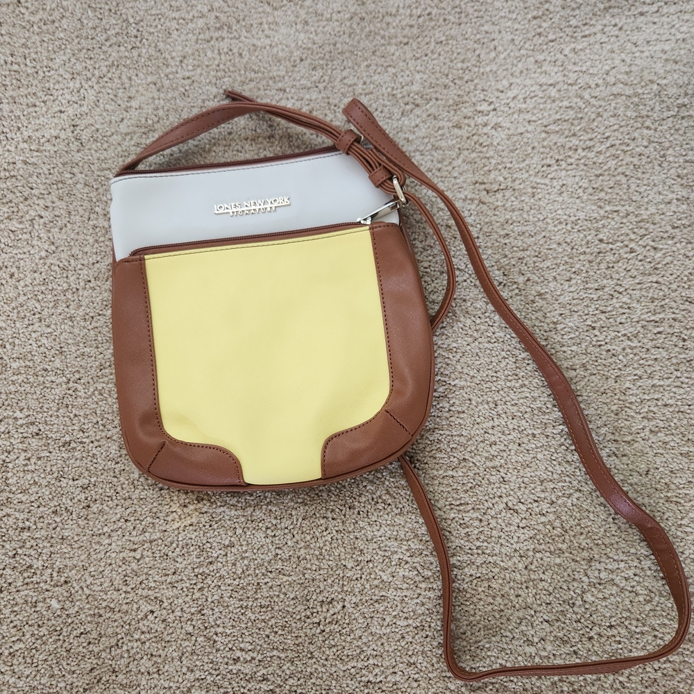 Jones New York Brown, Yellow, and White Crossbody Bag